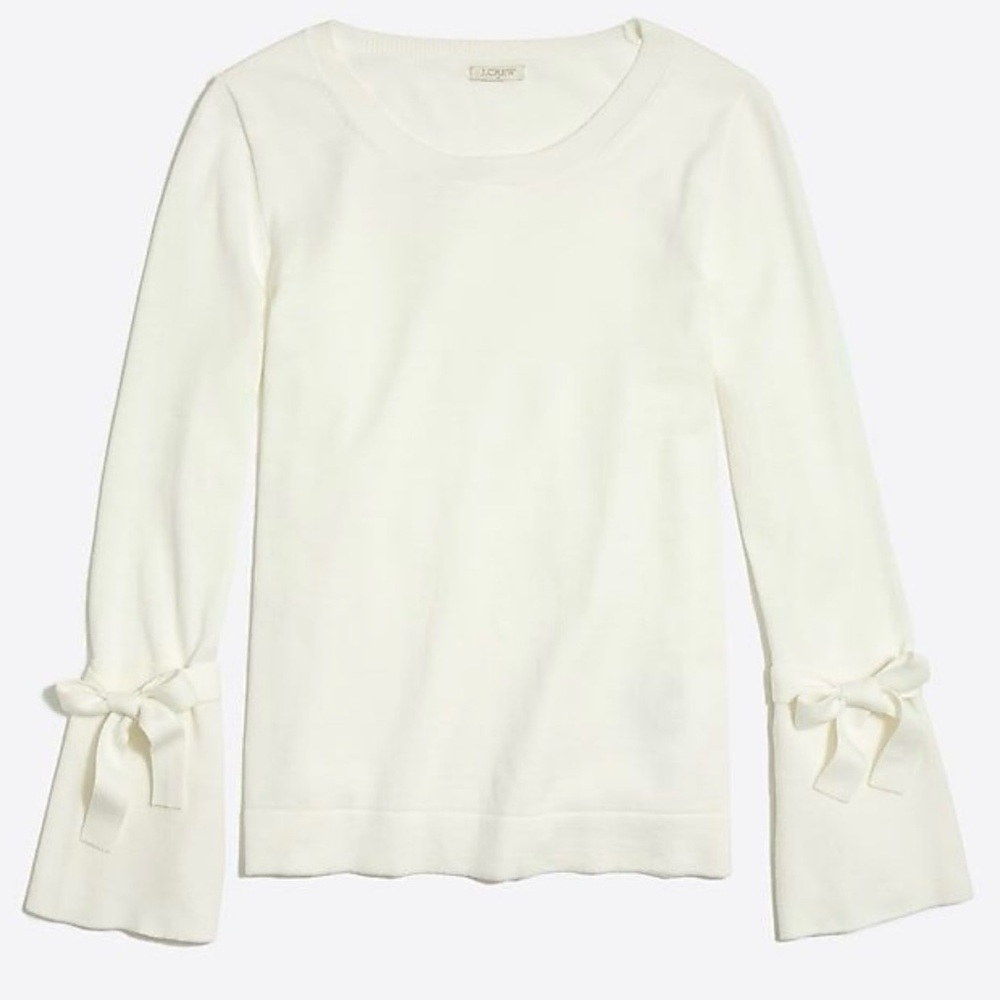 NWOT J. Crew Knit Cotton Sweater with Ties Bell sleeves size XS